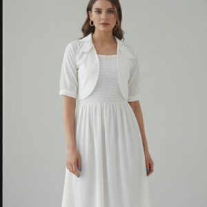 Elegant White Frock and Jacket set