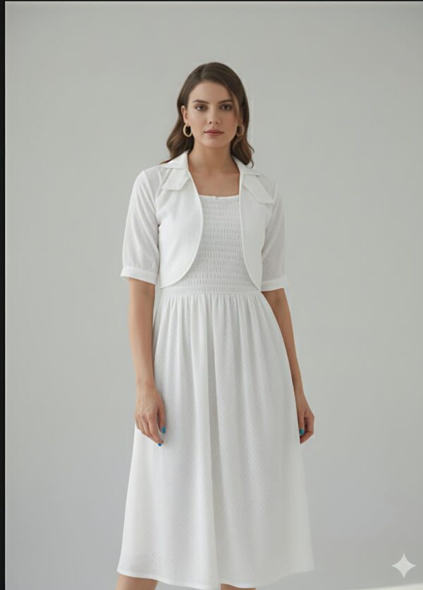 Elegant White Frock and Jacket set