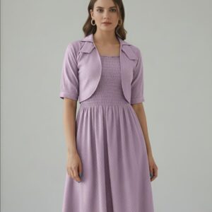 Elegant Lavender frock and Jacket Set