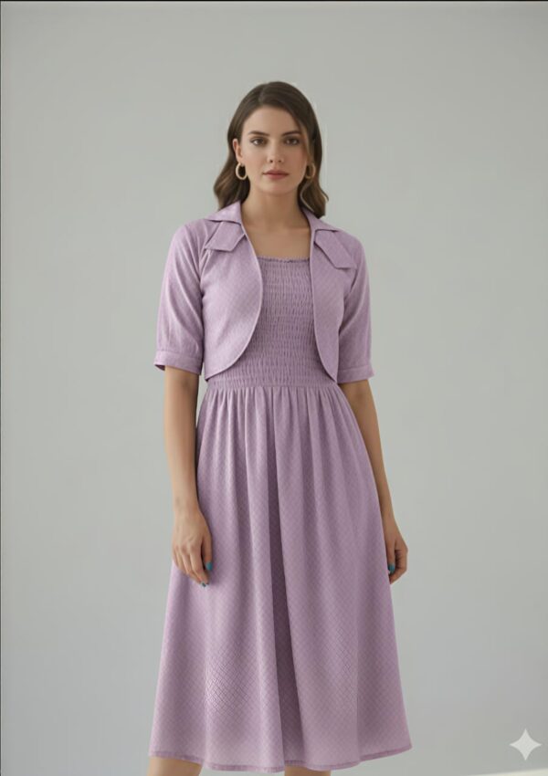 Elegant Lavender frock and Jacket Set