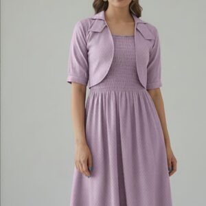 Elegant Lavender frock and Jacket Set