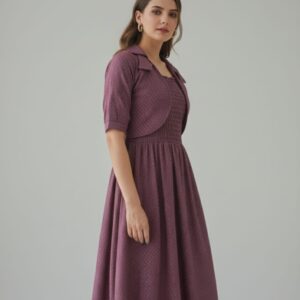 Elegant Purple frock and Jacket Set