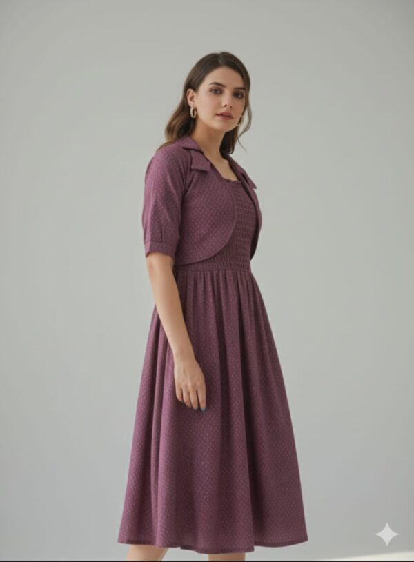Elegant Purple frock and Jacket Set