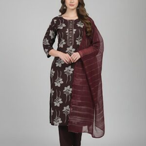Brown Kurti with Paired Pants