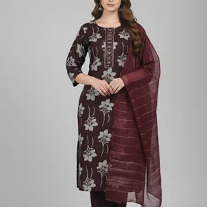 Brown Kurti with Paired Pants