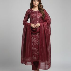 Maroon Salwar Kameez with Dupatta