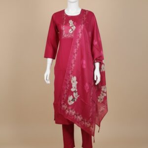 Red Kurta Set with Floral Dupatta